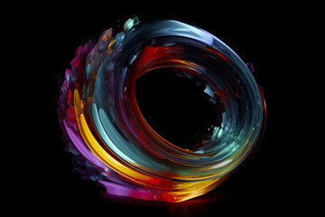 a colorful abstract swirl of lights and colors against a dark background, creating a dynamic and vibrant visual effect. ai generative - obrazy, fototapety, plakaty