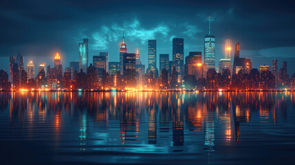 Fototapeta premium electric power design concept Electricity shines throughout the city.