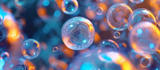 Colorful bubbles floating in the air creating a dreamy and magical atmosphere
