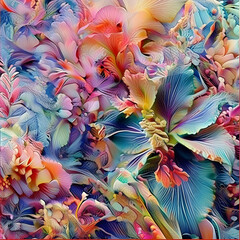 Focusing on nature through a psychedelic lens--flora and fauna envisioned in exaggerated, surreal colors and patterns.