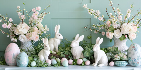 Enchanting Easter Whimsy, A Dreamy Celebration of Spring with Imaginative Decor and Creative Promotions easter bunny and eggs