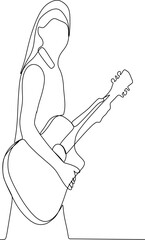 a continuous line of young women carrying guitars