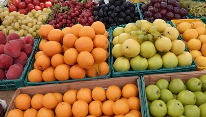 Naklejka na ściany i meble Assortment of fresh fruits at market