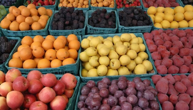 Assortment of fresh fruits at market