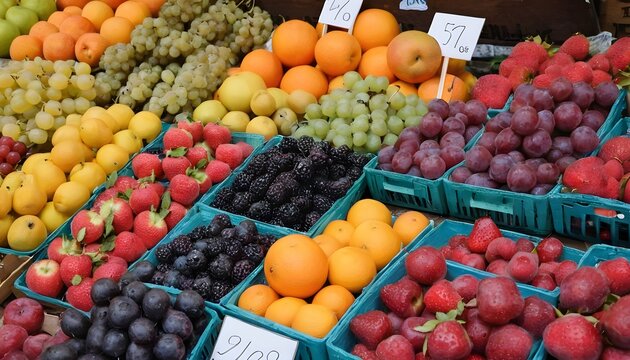 Assortment of fresh fruits at market