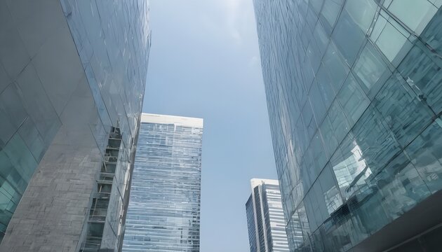 Interior of office building view of modern business skyscrapers glass and sky view landscape of commercial building in central city