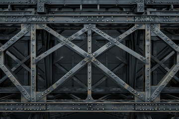 Black metal bridge jacking structure. Background image. Created with Generative AI technology