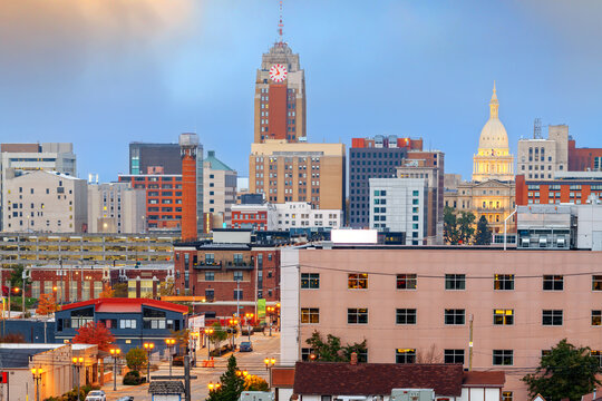 Fototapeta Lansing, Michigan, USA Downtown City Skyline