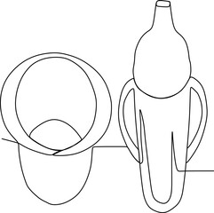 continuous line of baby drinking utensils