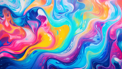 Obraz premium Acrylic oil painting background illustration art wallpaper. Multicolored, rainbow with paint texture, banner