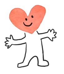 シンプルで可愛いハート型のキャラクターのイラスト