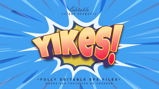 editable 3d cartoon yikes text effect.typhography logo
