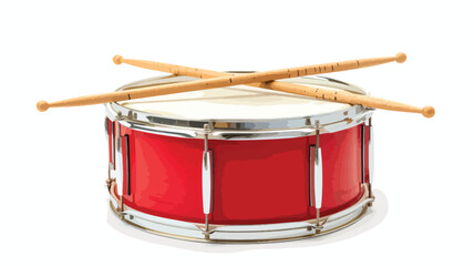 Fototapeta na wymiar Red drum with drum sticks isolated.