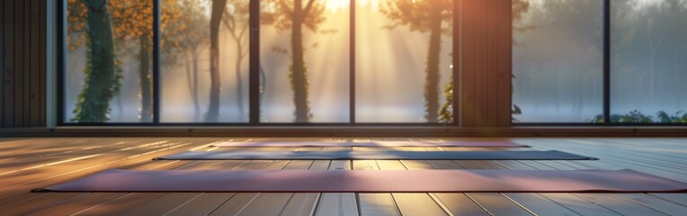 interior studio for joga practice in sun light