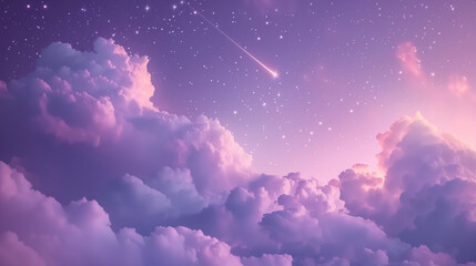 magical night sky with shooting star over tranquil cloud sea - Powered by Adobe