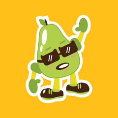 Pear mascot sticker vector ilustrasi