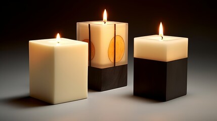 Obraz na płótnie Canvas Modern square-shaped candles with clean lines AI generated illustration