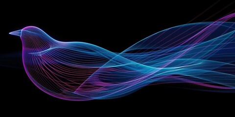 a swirl of purple wavy wires on a black background,a blue color wave of sound on a black background,  technology, digital, communication, 5G, science, music,futuristic, wavy flowing dynamic on dark ba