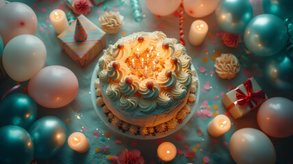 Festive cake with candles.
