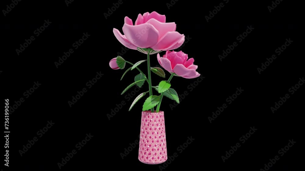 Poster petals of serenity: 3d animation of camellia | alpha channel