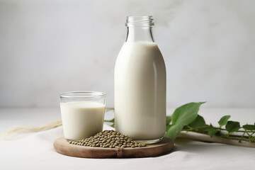Obraz na płótnie Canvas Plant-Based Milk Concept: Hemp Milk.