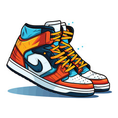 Sneaker flat cartoon illustration isolated on white.