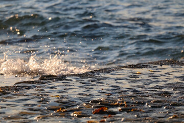 Bright blue sea surface, close-up.