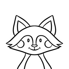 Cute line art fox illustration, vector animal clip art, adorable coloring page design
