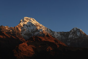 Annapurna South snow mountain in Nepal in day time, morning
- 736201647