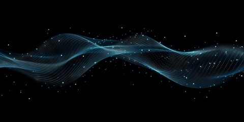 an abstract electric wave with blue lines on a black background,a blue color wave of sound on a black background,  technology, digital, communication, 5G, science,music,futuristic,wavy flowing dynamic