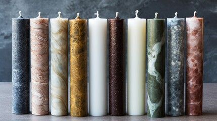 Taper candles with unique textured finishes like m AI generated illustration - obrazy, fototapety, plakaty