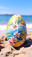 Fototapeta na wymiar Easter egg with beach decoration