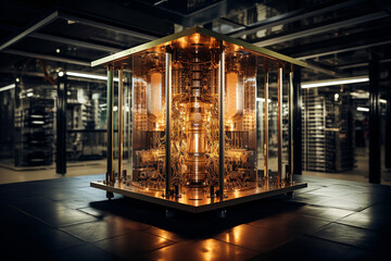 Quantum computing concept. Quantum computer CPU and Computer chip concept Central Computer Processor