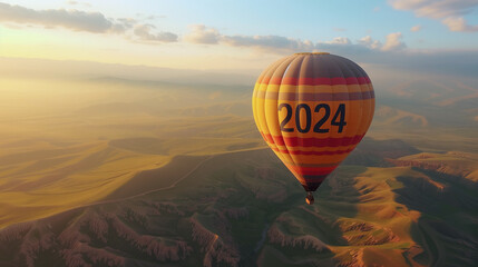 "2024"と書かれた熱気球