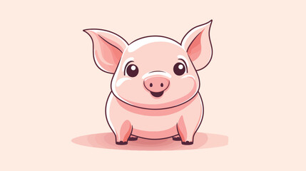 Obraz na płótnie Canvas Flat logo of vector pig illustration. Vector cute.