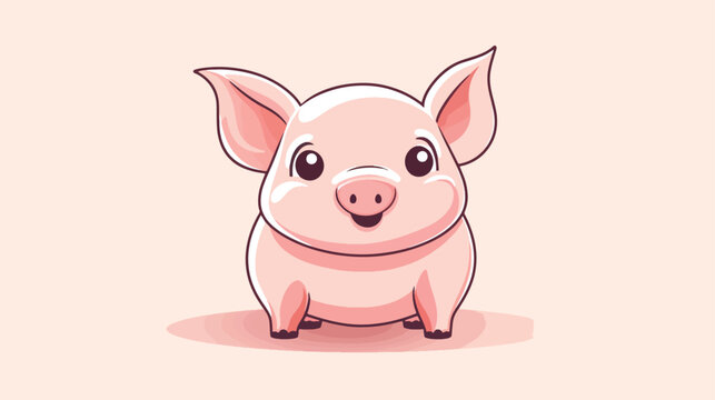 Flat logo of vector pig illustration. Vector cute.