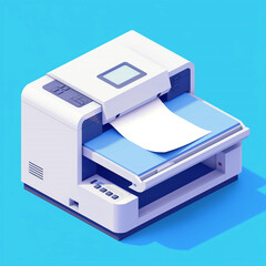 White background with isolated printer icon in 3D for business and office technology