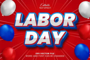 Labor day celebration 3d editable text effect