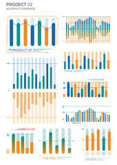 Business elements charts in color. Vector illustration.