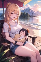 Jeune femme enceinte portant son premier enfant au bord de la mer