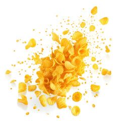 Sprinkle corn flakes  isolated on transparent png.
