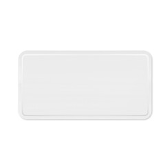 Creative concept of white car plate isolated on plain background ,simple element for your project.
