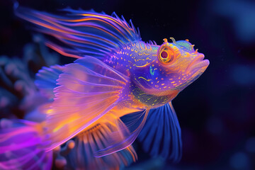 Fototapeta premium the enchanting beauty of fluorescent marine life in deep sea ecosystems.