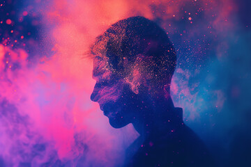 man with fluorescent colors - obrazy, fototapety, plakaty