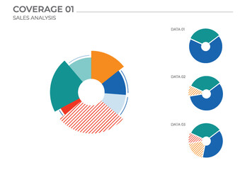 Pie data analysis charts in color. Vector elements charts.
