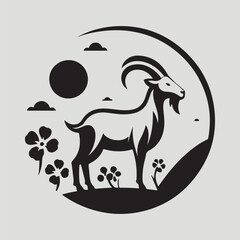 black and white goat Silhouette icon