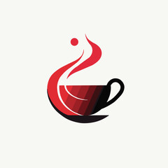 A red cup of tea depicted in a simple vector style is a minimalist and visually appealing representation.