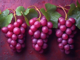 bunches of pink grapes close up