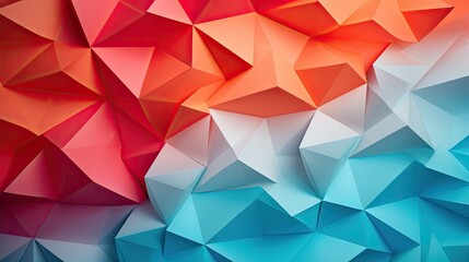 Fototapeta premium geometric paper origami background, turquoise pink orange red, photography depth of field