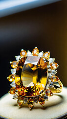 Citrine Jewelry, Gemstone, Precious, Yellow, Luxury, Fashion, Accessories, Ring, Glamour, Sparkle, Gem, Elegant, AI Generated